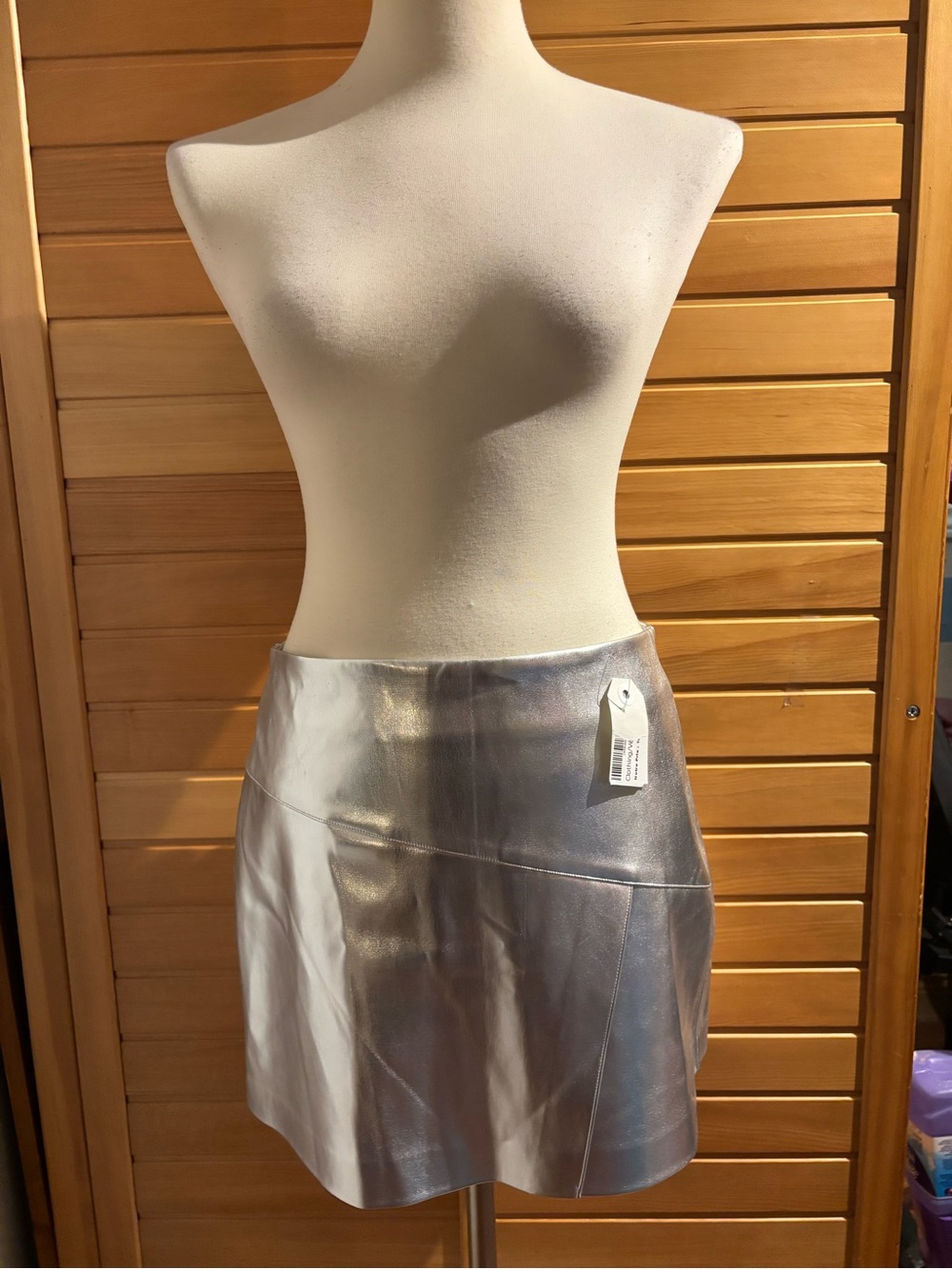 NWT by Dynamite Silver Metallic A-Line Mini Skirt